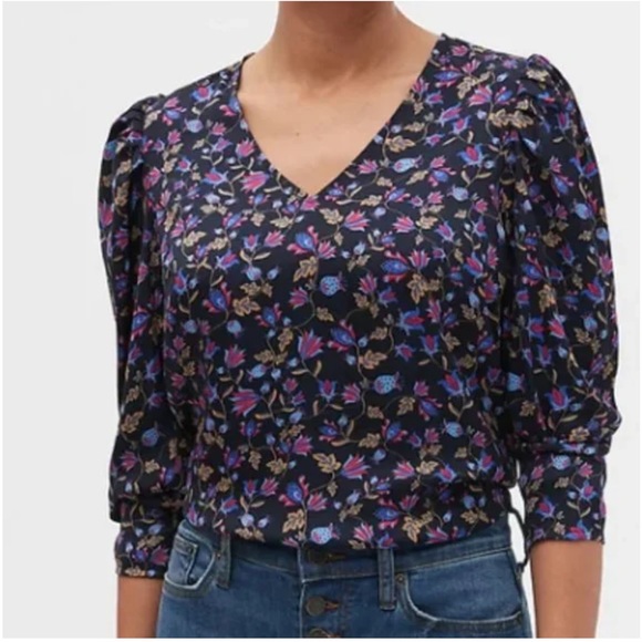 BANANA REPUBLIC Puff-Shoulder Blouse| BANANA REPUBLIC Puff-Shoulder Top XS - Picture 1 of 14